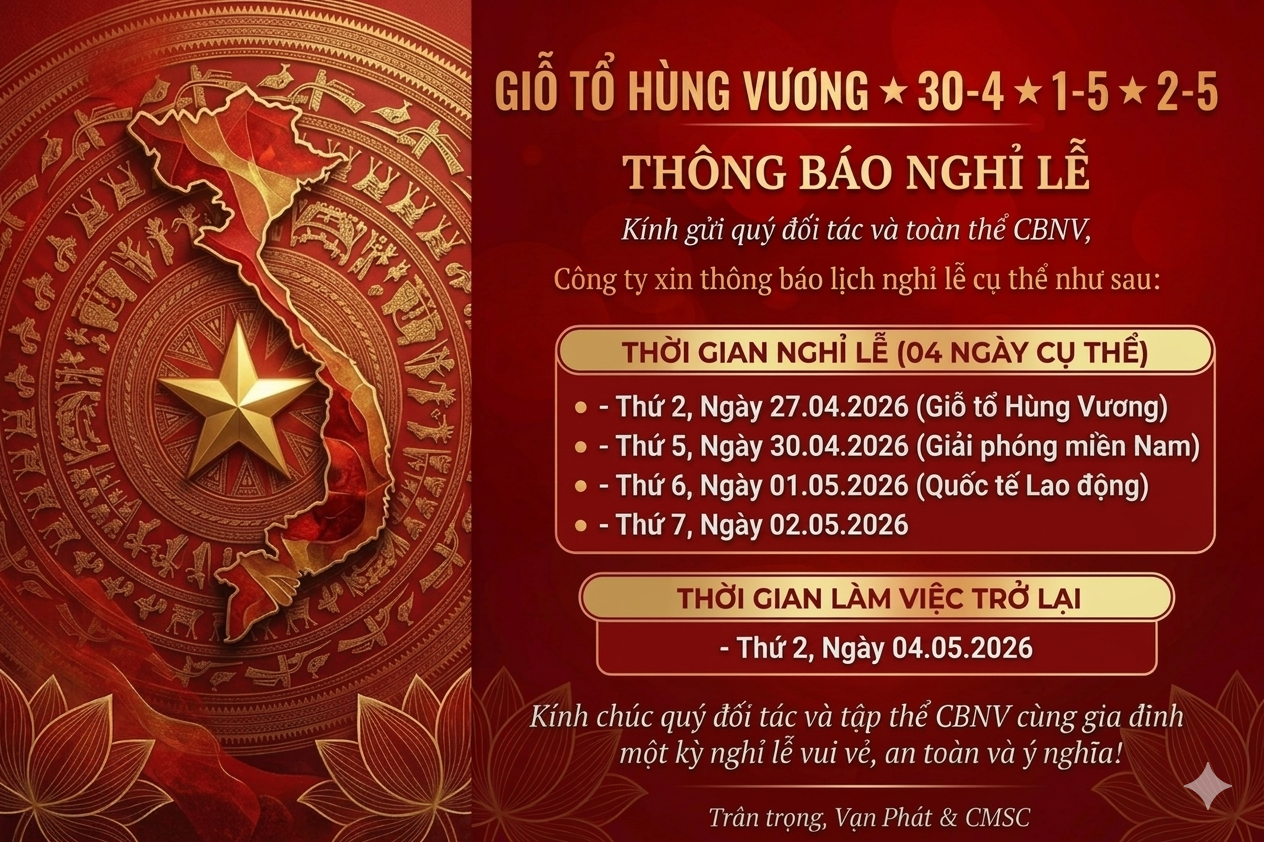 THÔNG BÁO NGHỈ LỄ GIỖ TỔ HÙNG VƯƠNG, 30/4 & QUỐC TẾ LAO ĐỘNG 1/5